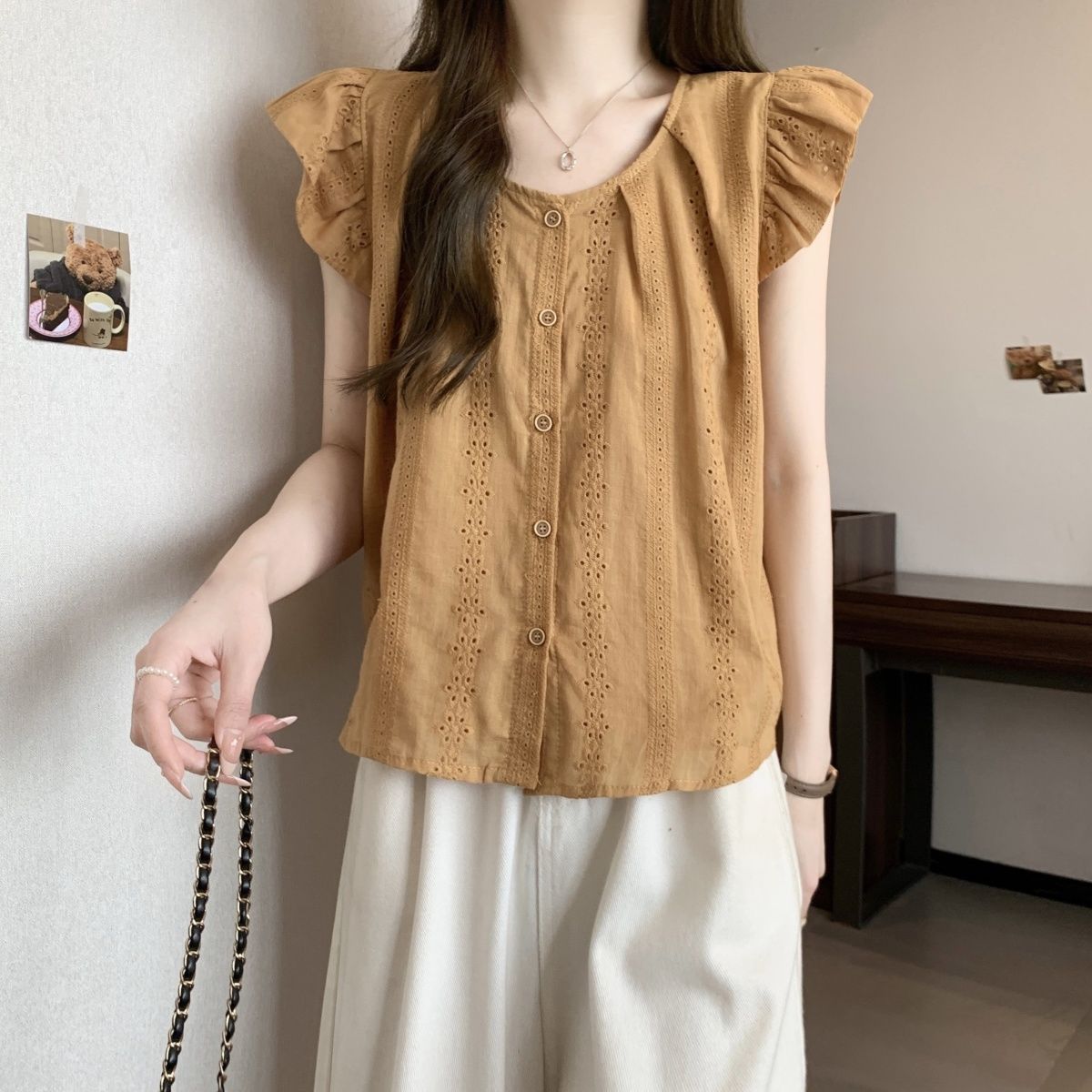 法式蕾絲小飛袖
