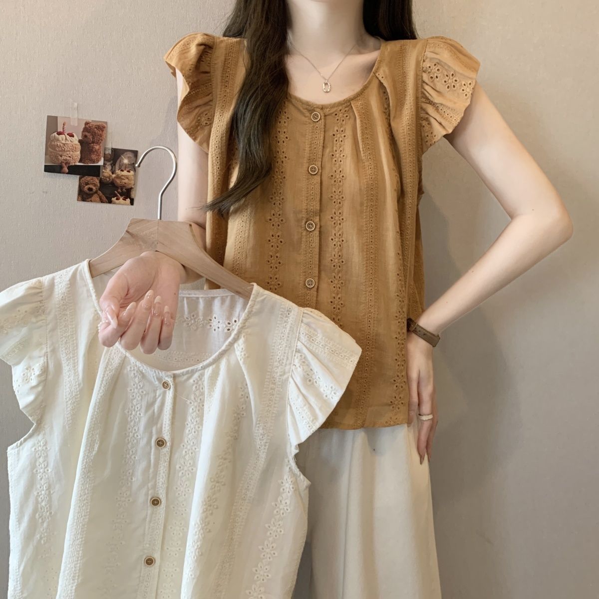 法式蕾絲小飛袖